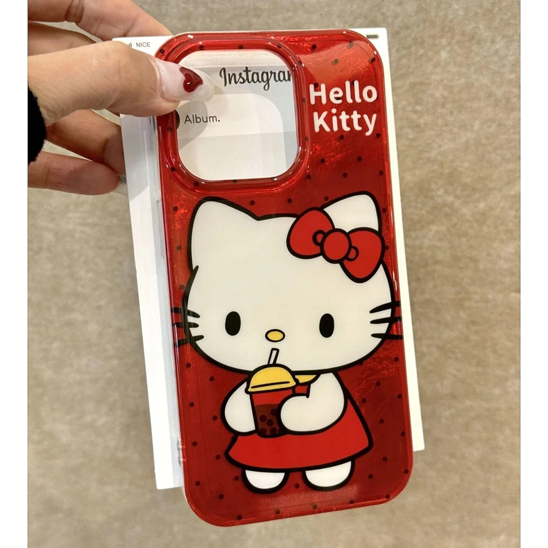 奥菲顿红裙奶茶凯蒂适用iPhone16/15pro冰川13苹果14手机硬壳12套