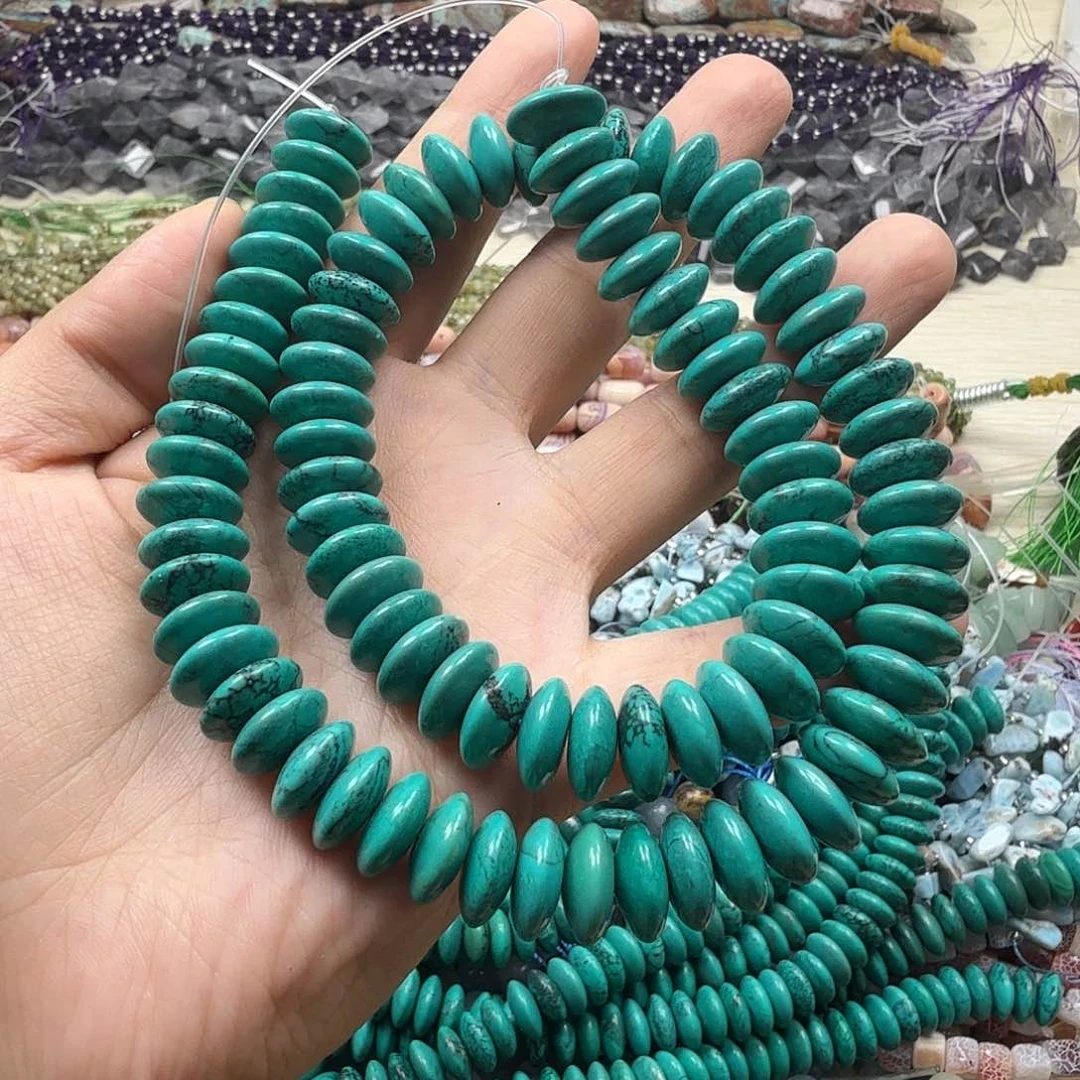 水晶珠宝半成品未镶嵌卡12绿松大飞碟一条