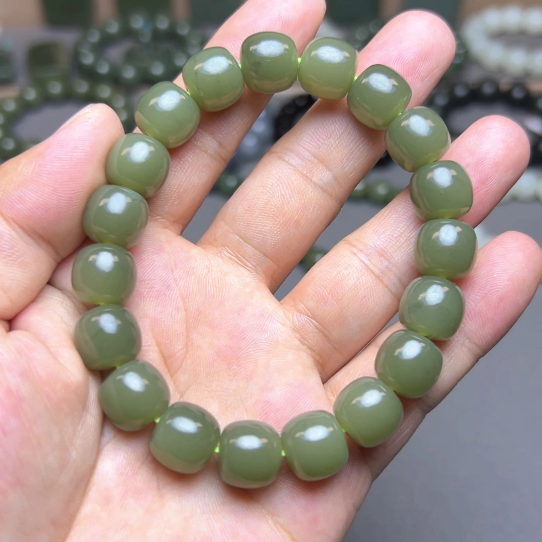 和田玉未镶嵌手链花土沟卡12