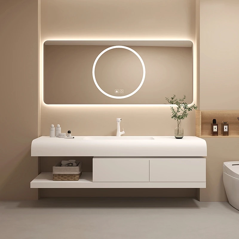 【可丽耐圆弧形一体盆】网红组合卫生间防水洗脸盆洗手台盆柜