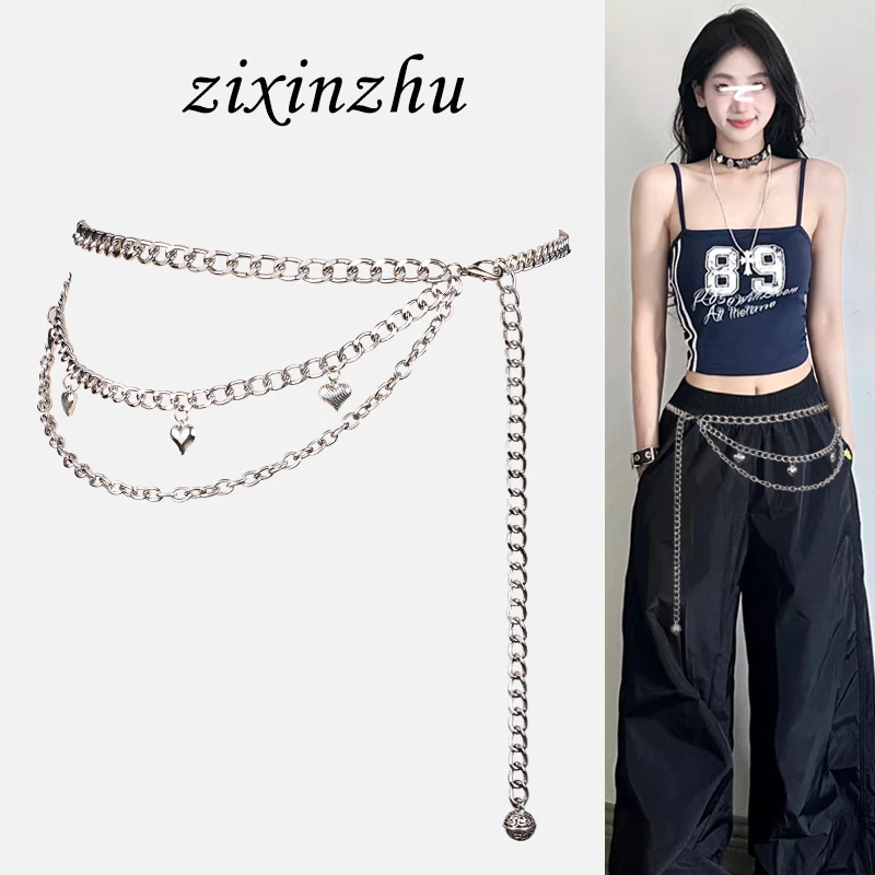 银色细腰链配饰女复古辣妹腰带配牛仔裤y2k链条皮带装饰连衣裙子