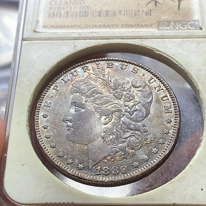 银Ag900五彩美国摩根银币