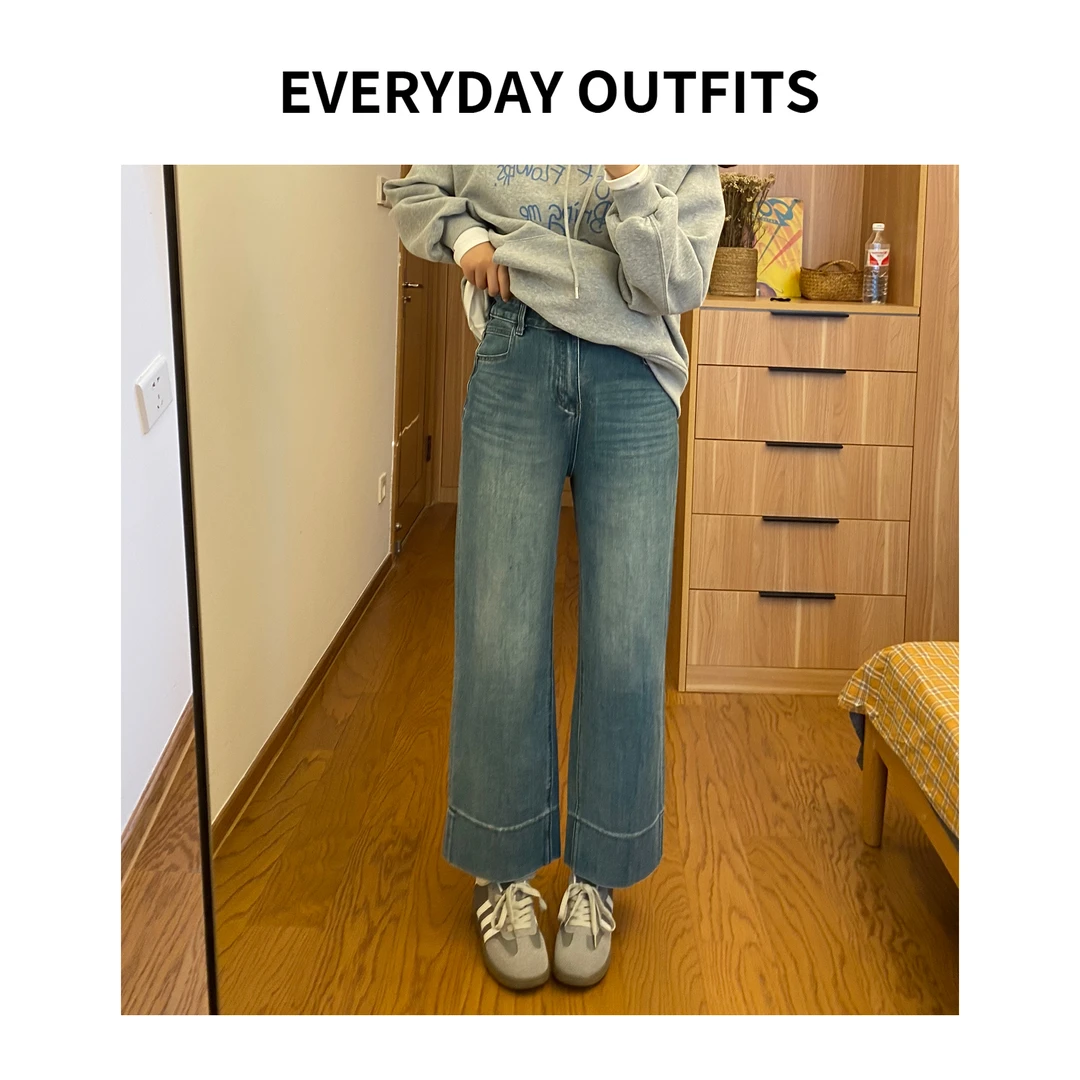 RIDA··九分直筒裤5C07休闲百搭小众复古春季时尚10911