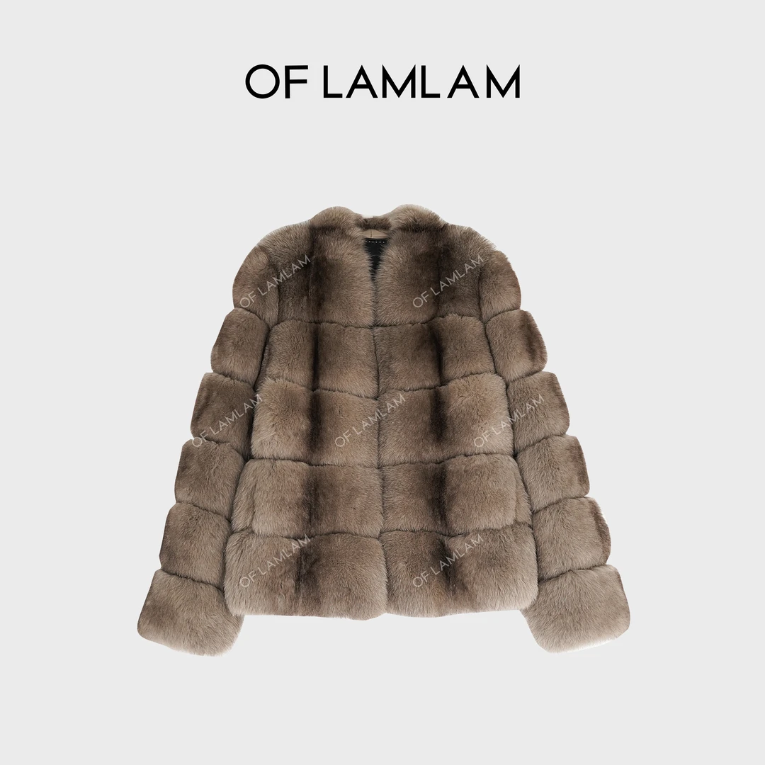 “北境极光”100%狐狸毛绵羊皮皮毛一体奢贵皮草外套 LAMLAM MP257G