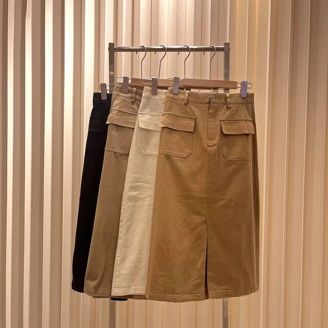 A-112四色前开叉半身裙