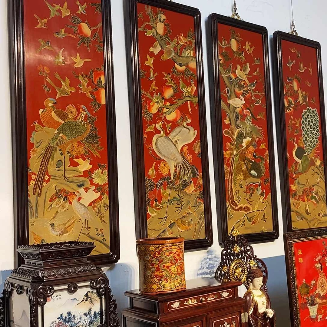 红酸枝木类成套家具雪*花大红酸枝挂屏