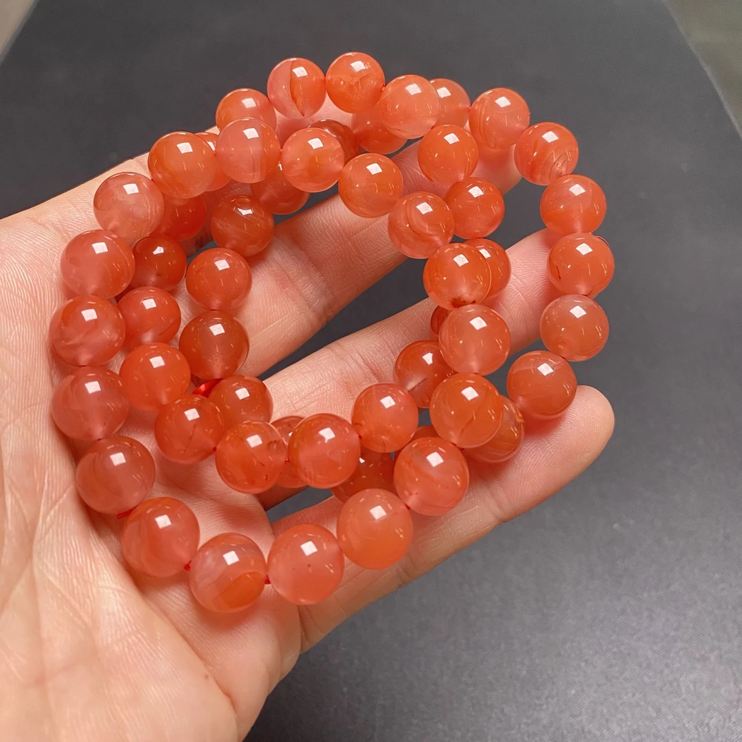 W9 水红南红手链8-13mm＋多样性发一