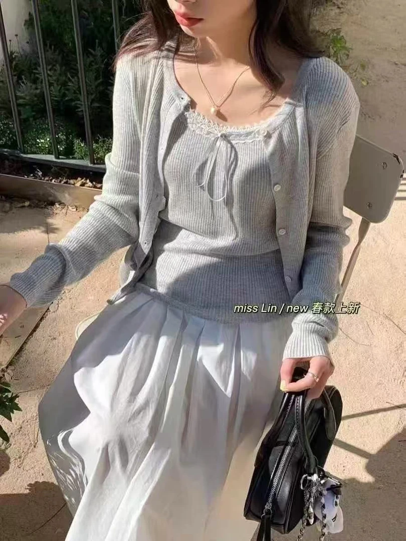 针织开衫➕基础百搭吊带俩件套