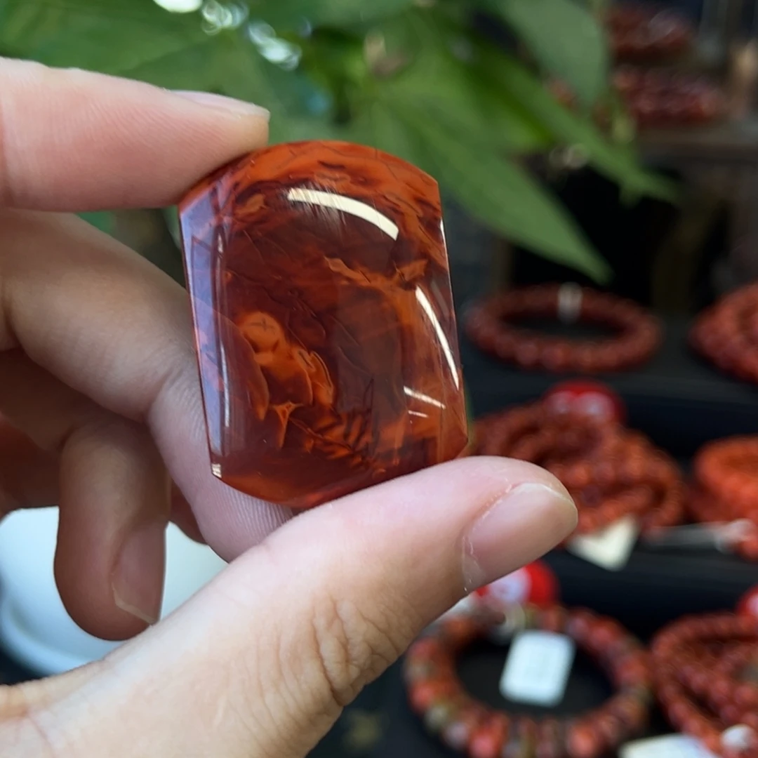 南红玛瑙未镶嵌手链川料瓦西火焰无事牌