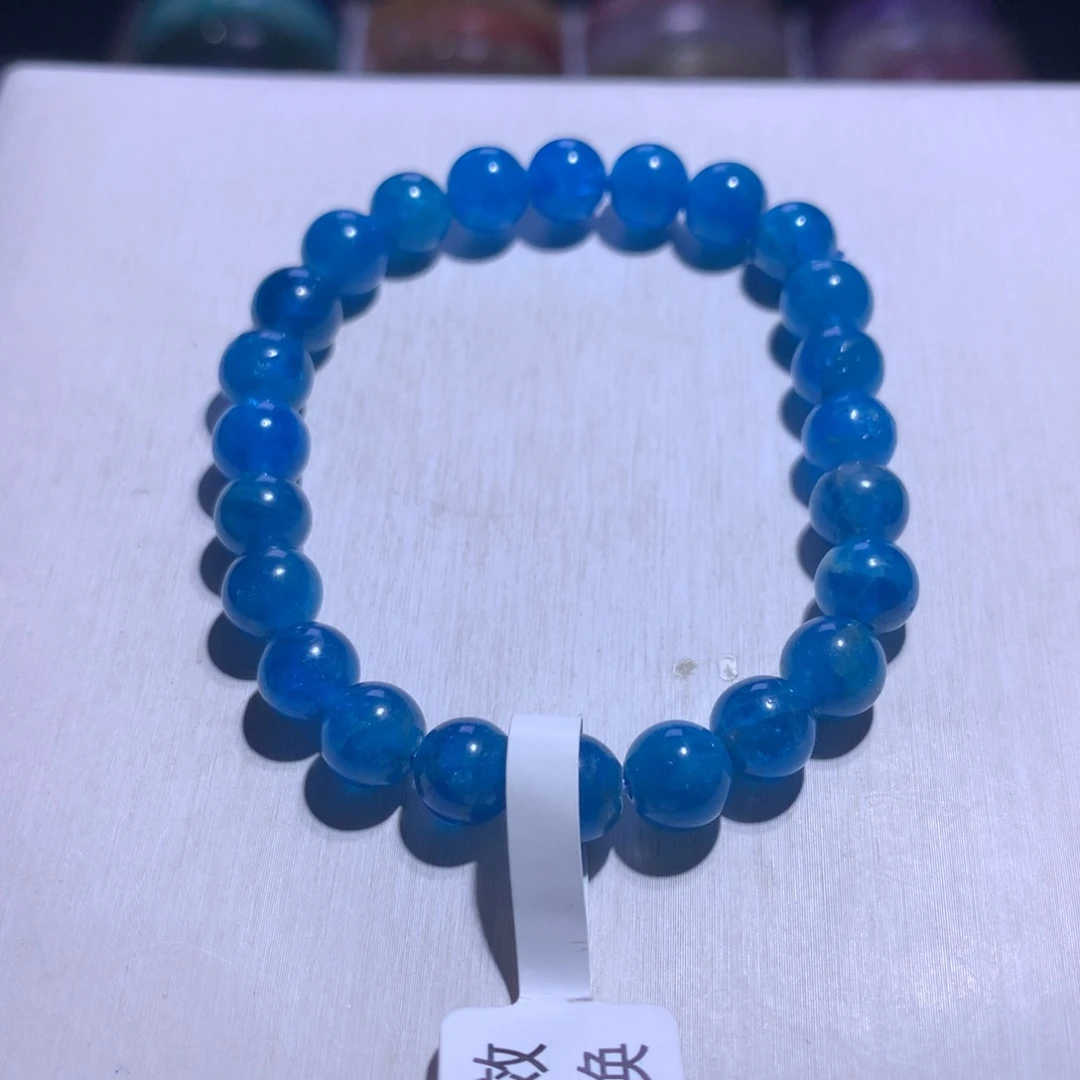 手串水晶银S925镶嵌蓝磷灰8.3m