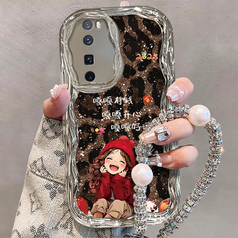 适用于【华为】Nova7Pro豹纹嘎嘎好运小女孩创意时尚手机壳