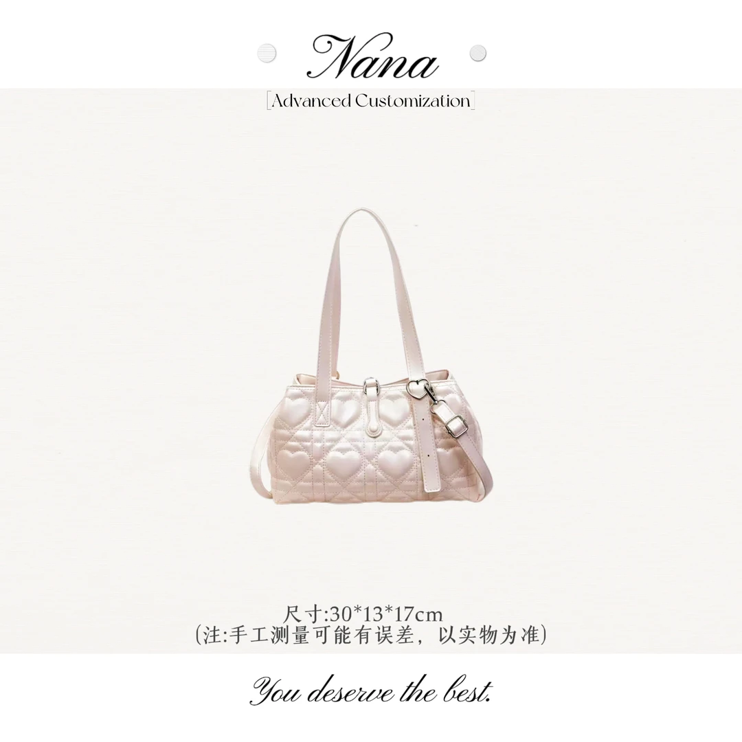 新款时尚锁扣单肩款休闲风单肩包小众时尚女士秋冬05091小粉