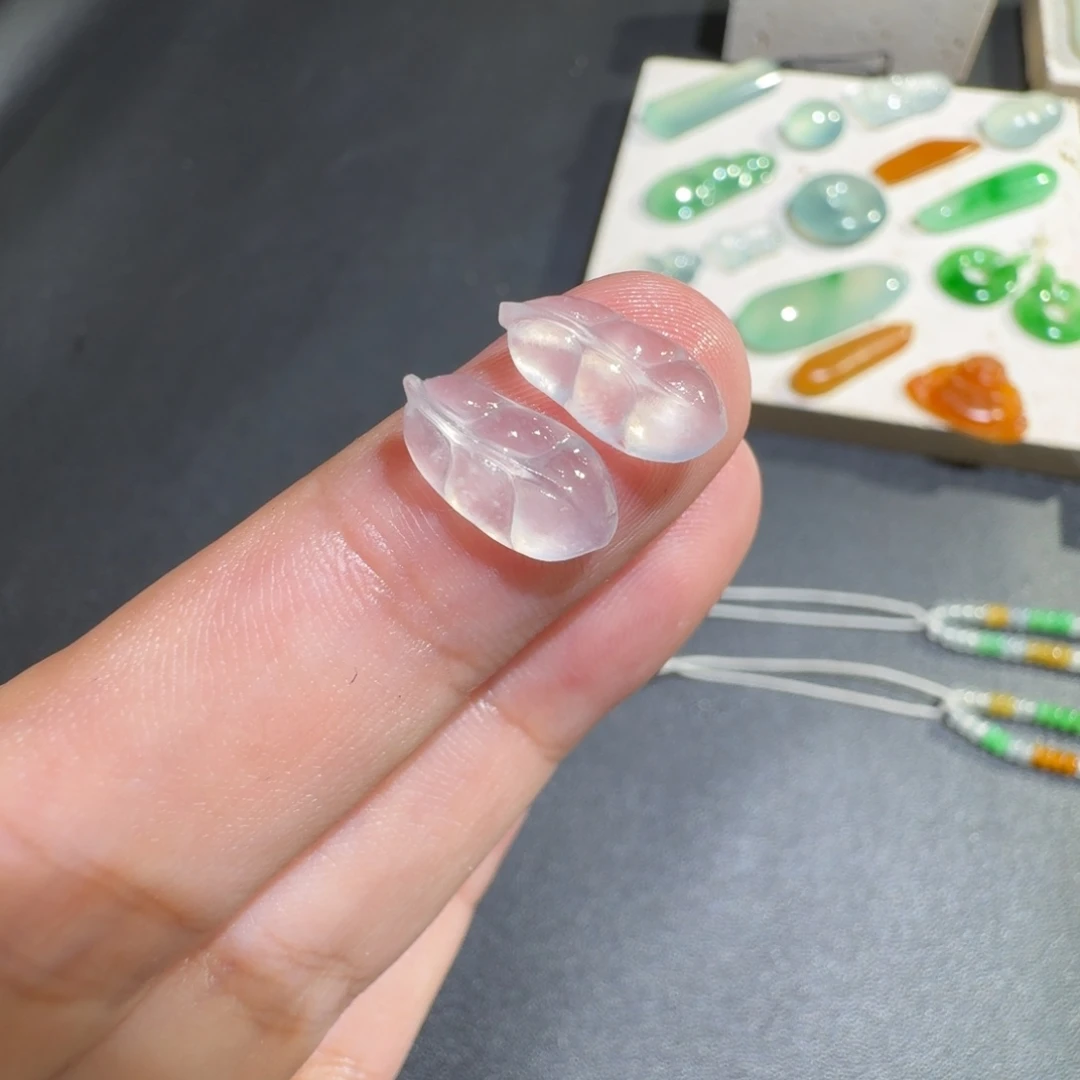 定制翡翠未镶嵌高冰一对树叶