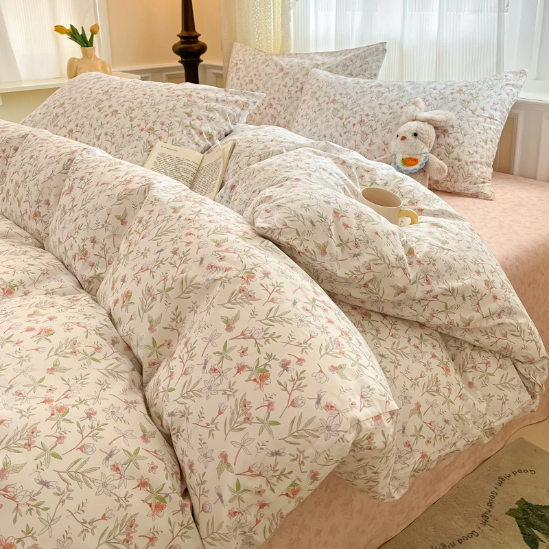 纯棉四件套2025新款13372全棉印花四件套碎花三件套简约ins风