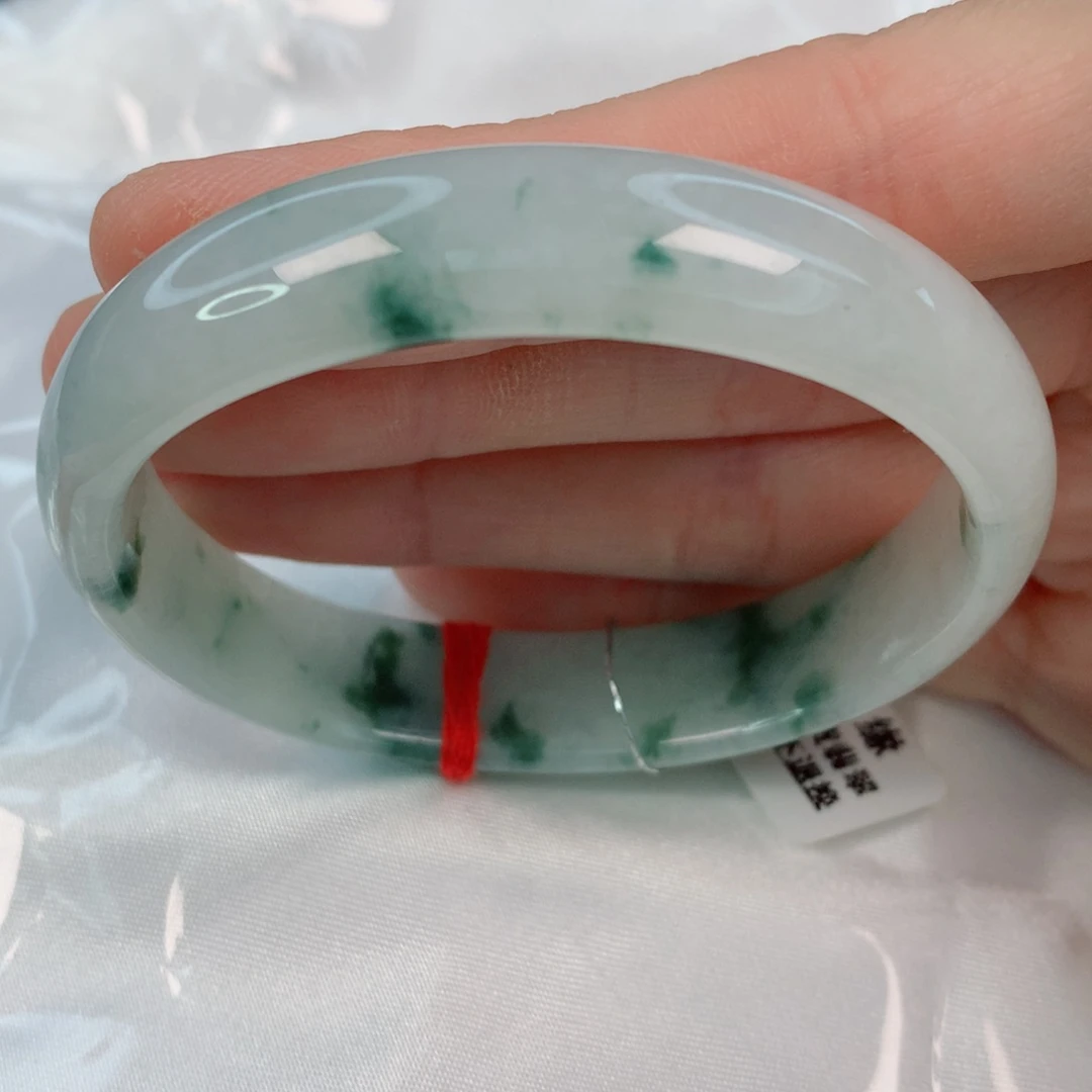 未镶嵌手镯翡翠52.8贵妃，绿花耐看，018