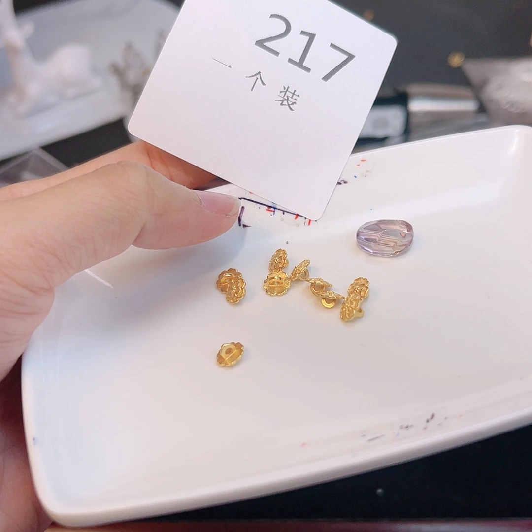 水晶珠宝半成品银S925镀金镶嵌217