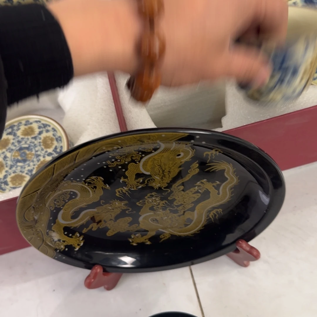 ༄***࿐摆件景德镇两套釉里金