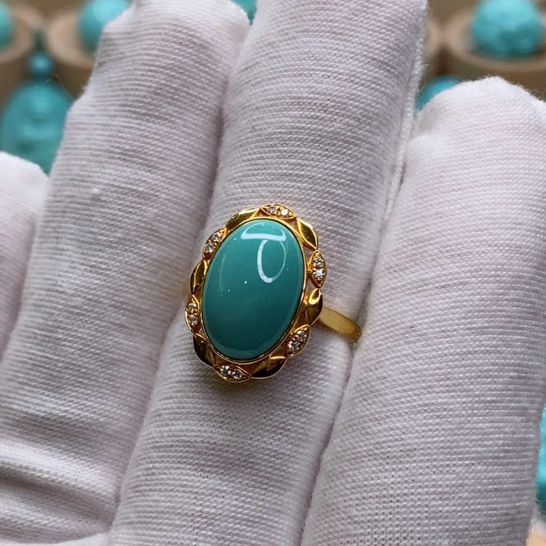 绿松石18K金镶嵌珠宝奇石