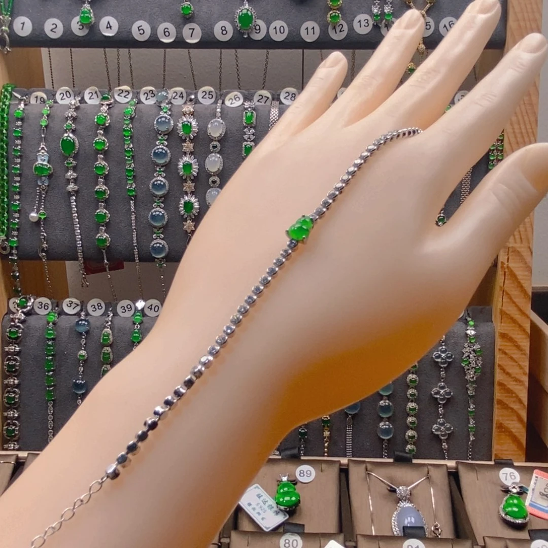 颈饰银S925镶嵌翡翠翡翠手链