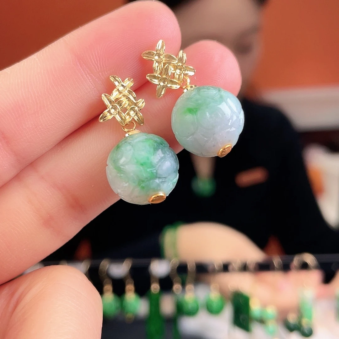 翡翠未镶嵌耳饰饰品