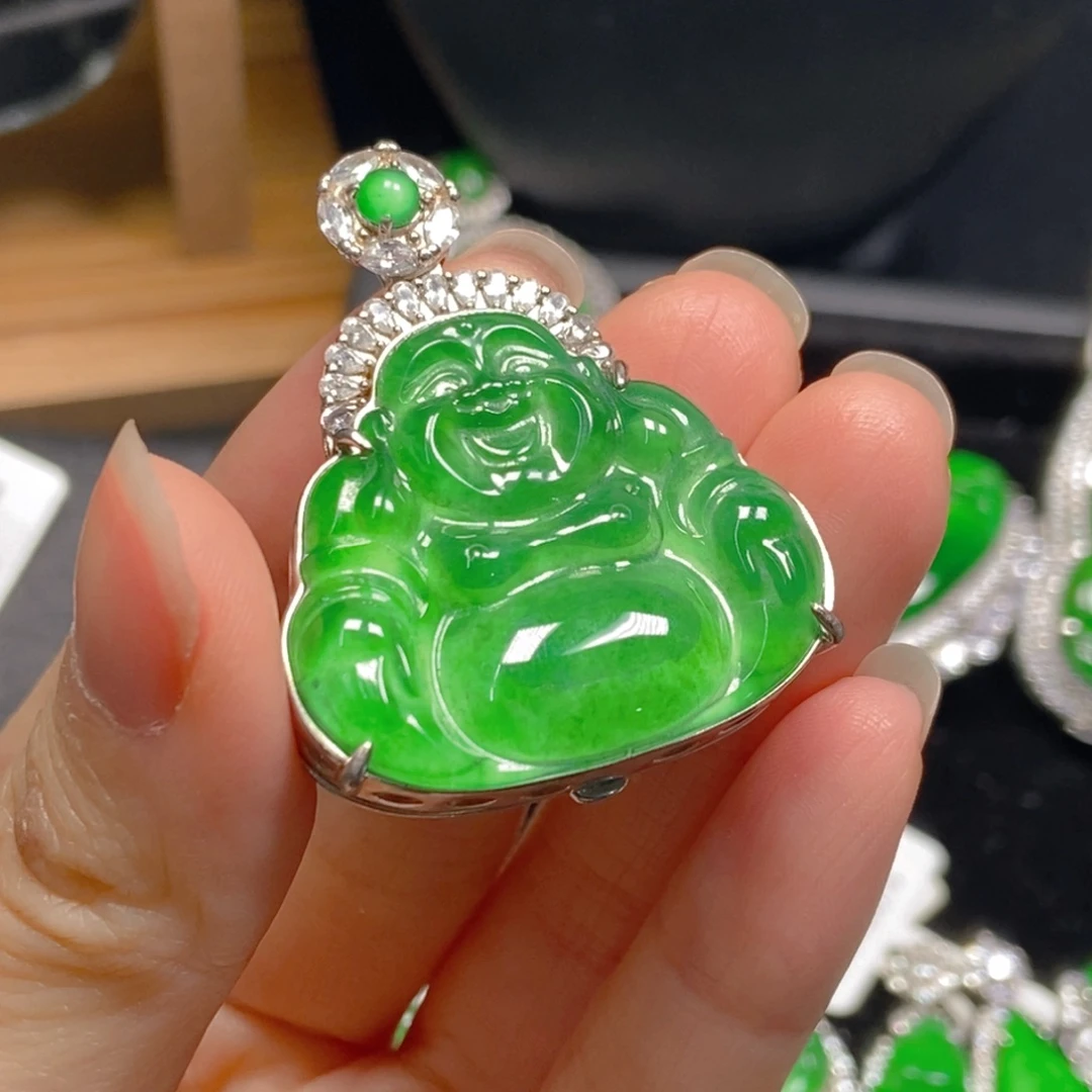 翡翠银S925镶嵌吊坠(不含链)