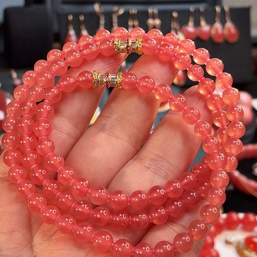 菱锰矿（红纹石）未镶嵌手串