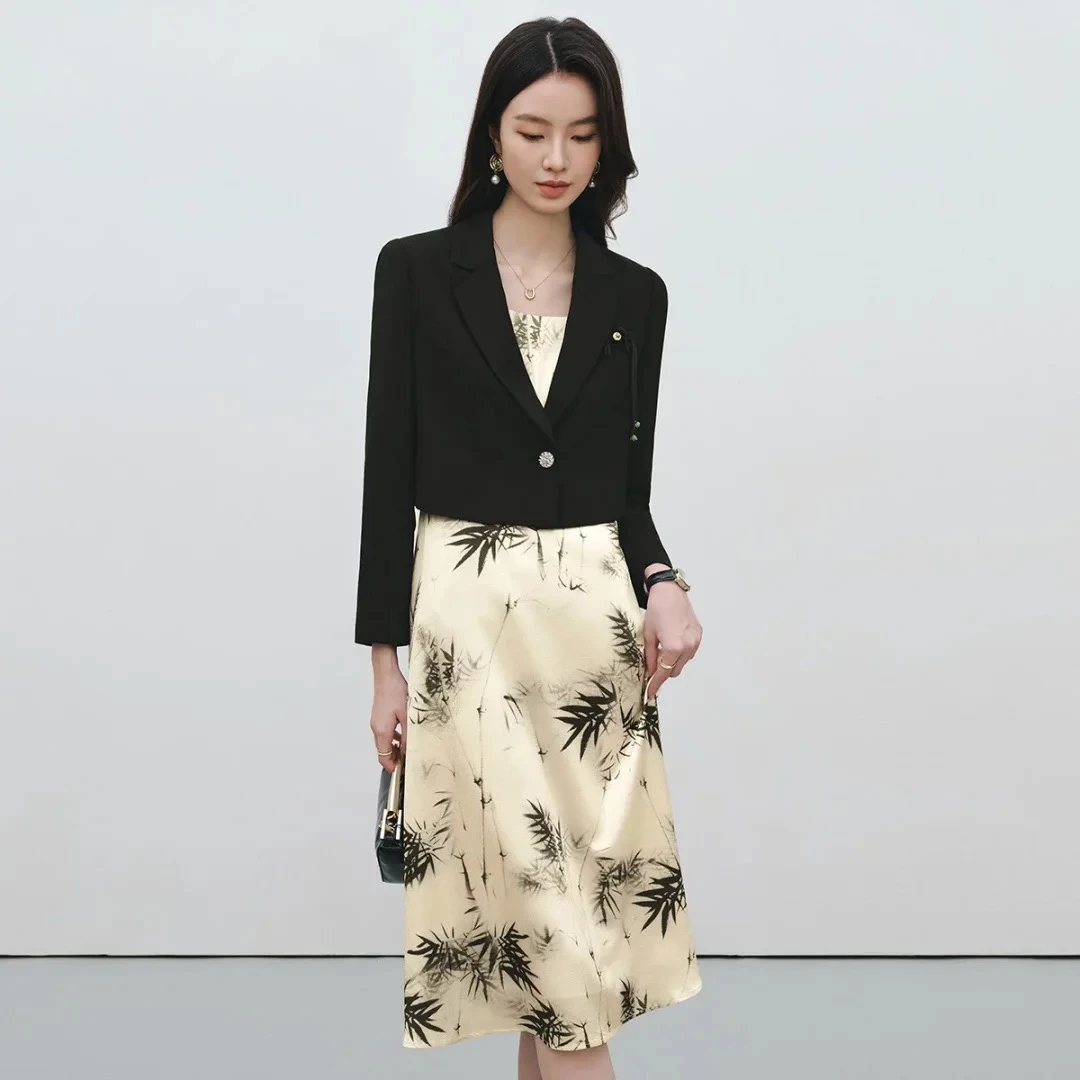 JIRUIMAN/吉瑞曼春秋丽人挺拔气质连衣裙西装连衣裙两件套TQ516