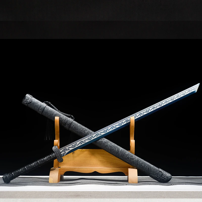 龙泉市唐横刀一体锰钢刀剑户外武术长刀冷兵器车载防身武器未开刃