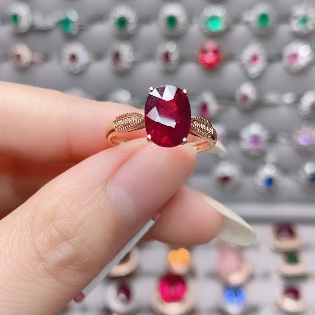 碧玺戒指18K金镶嵌巴西碧玺