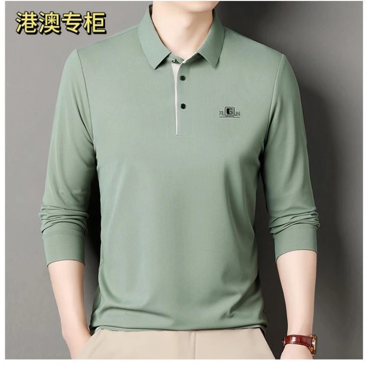 【高档男士】品牌撤柜男士长袖polo衫春秋休闲翻领t恤纯
