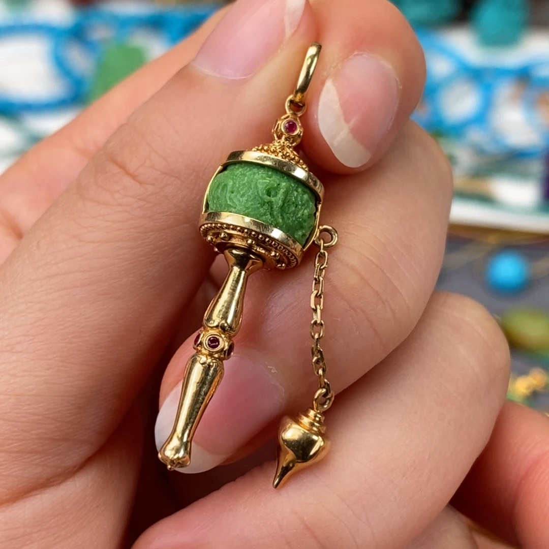 绿松石18K金镶嵌转经筒