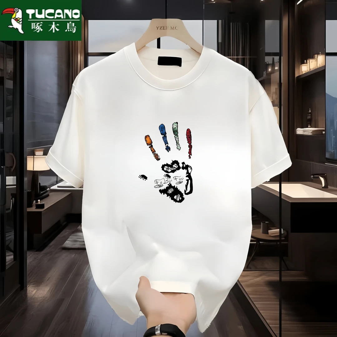 2025休闲高档男士爆款夏季新款半袖纯棉短袖t恤百搭上衣T纯棉宽松