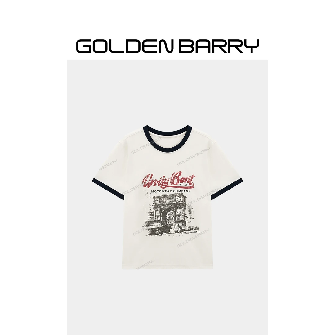 GOLDENBARRY|201998“绘影逸韵”复古威尼斯印花T恤
