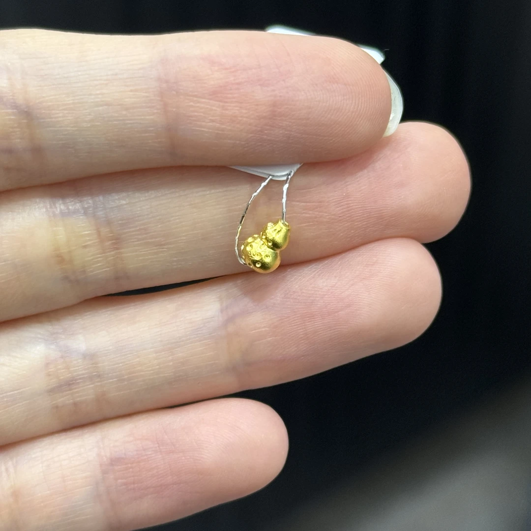 锤纹AB葫芦通孔足金999