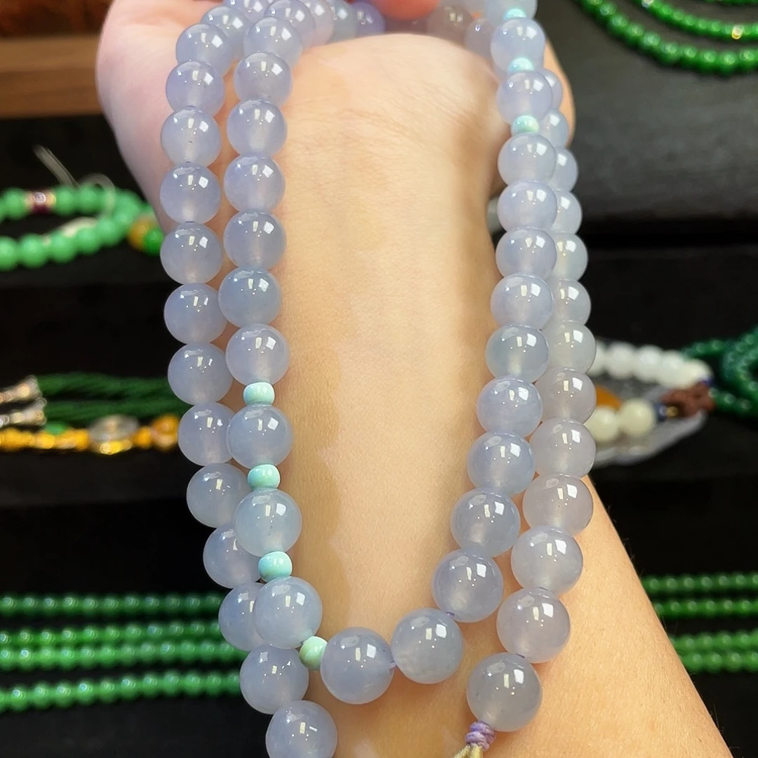 颈饰未镶嵌翡翠冰胶紫翡翠珠链