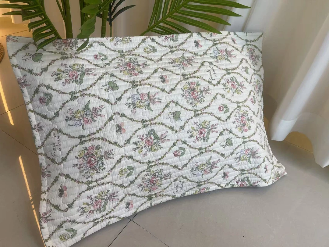 【北奈かわ会社】云纱棉加大透气吸汗枕套 一对 48*74 花束精灵