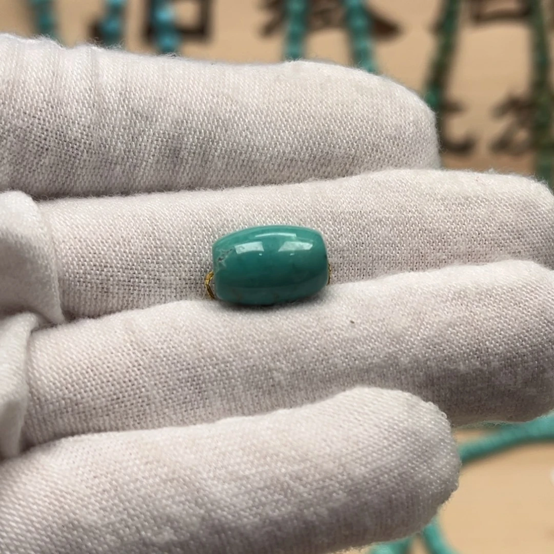 绿松石玻璃瓷桶珠8.5/12未镶嵌