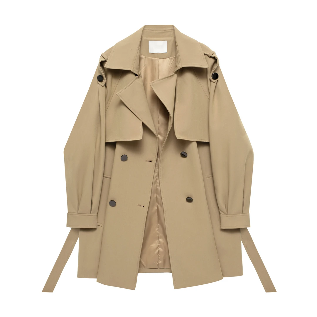 子涵【751-760】新款秋百搭中长款收腰英伦风小个子复古气质风衣女