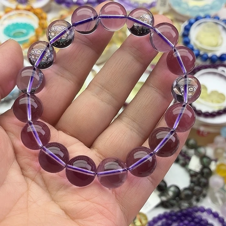 水晶未镶嵌手链天然巴西紫水晶12.8mm