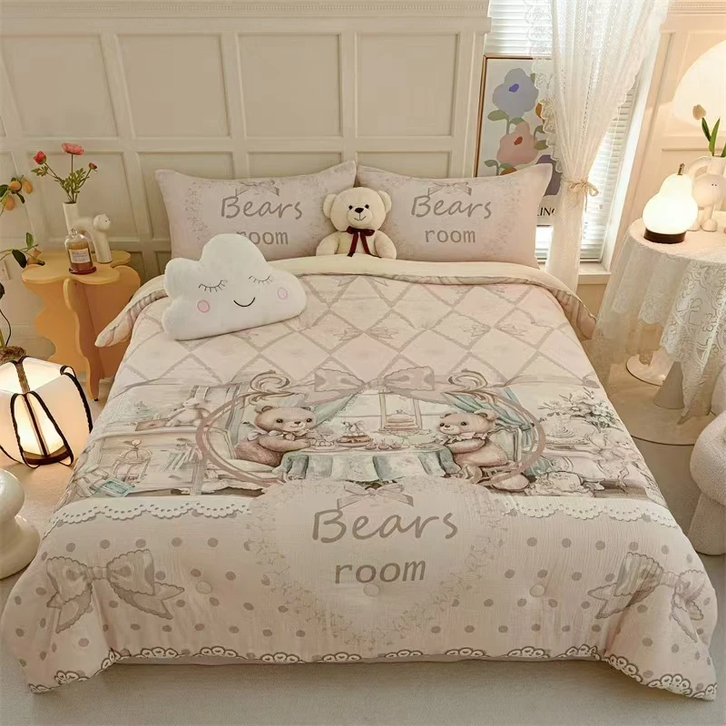 【小熊-家】纯棉皱布秋冬被200*230cm