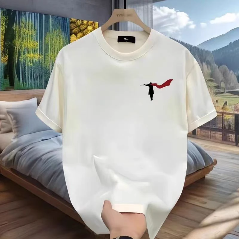 短袖夏季纯棉印花T恤夏款设计师白色上衣百搭夏装春夏情侣半袖