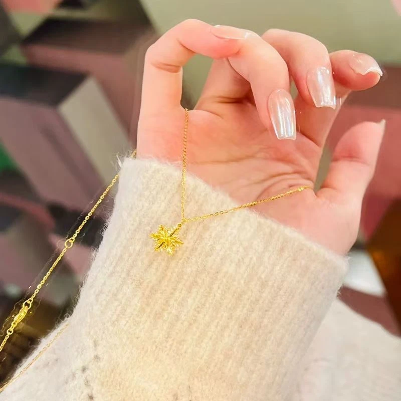 钛钢项链 金色雪花项链女百搭冬季送女锁骨链 ins轻奢简约风新年