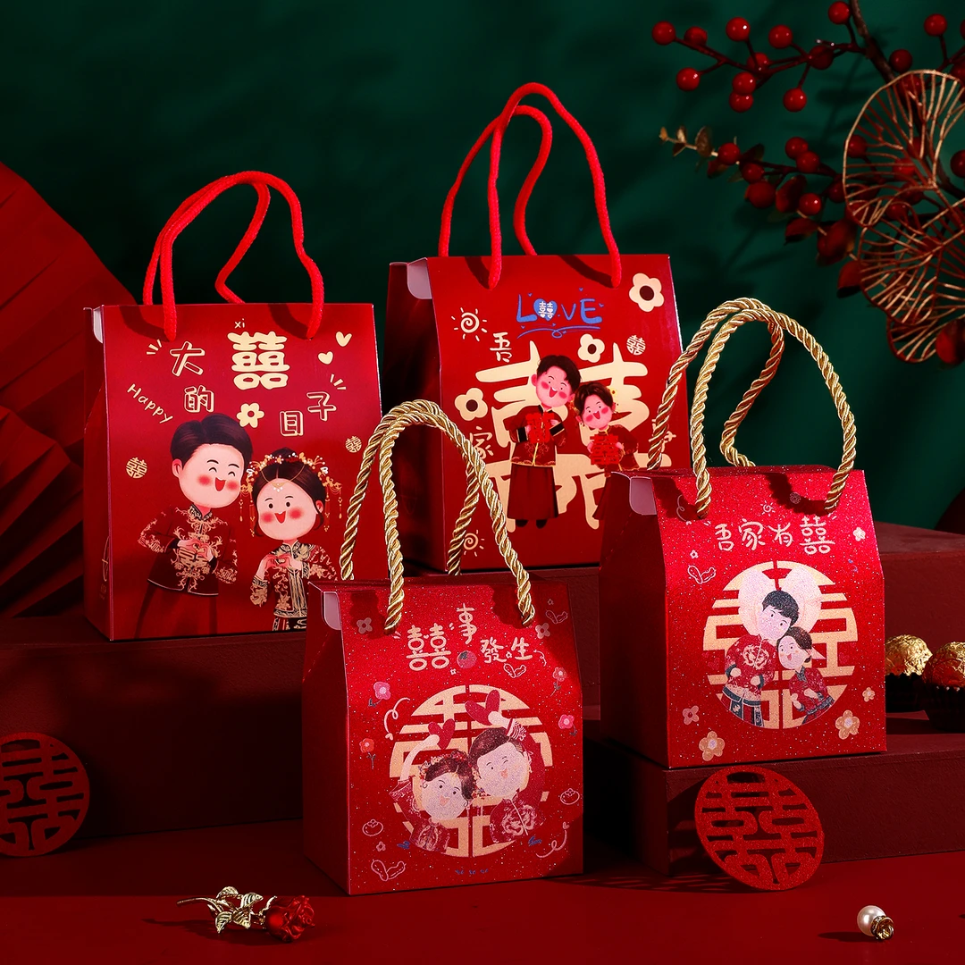 喜糖盒结婚专用喜糖盒子2025新款创意婚礼手提袋糖果包装袋子空盒