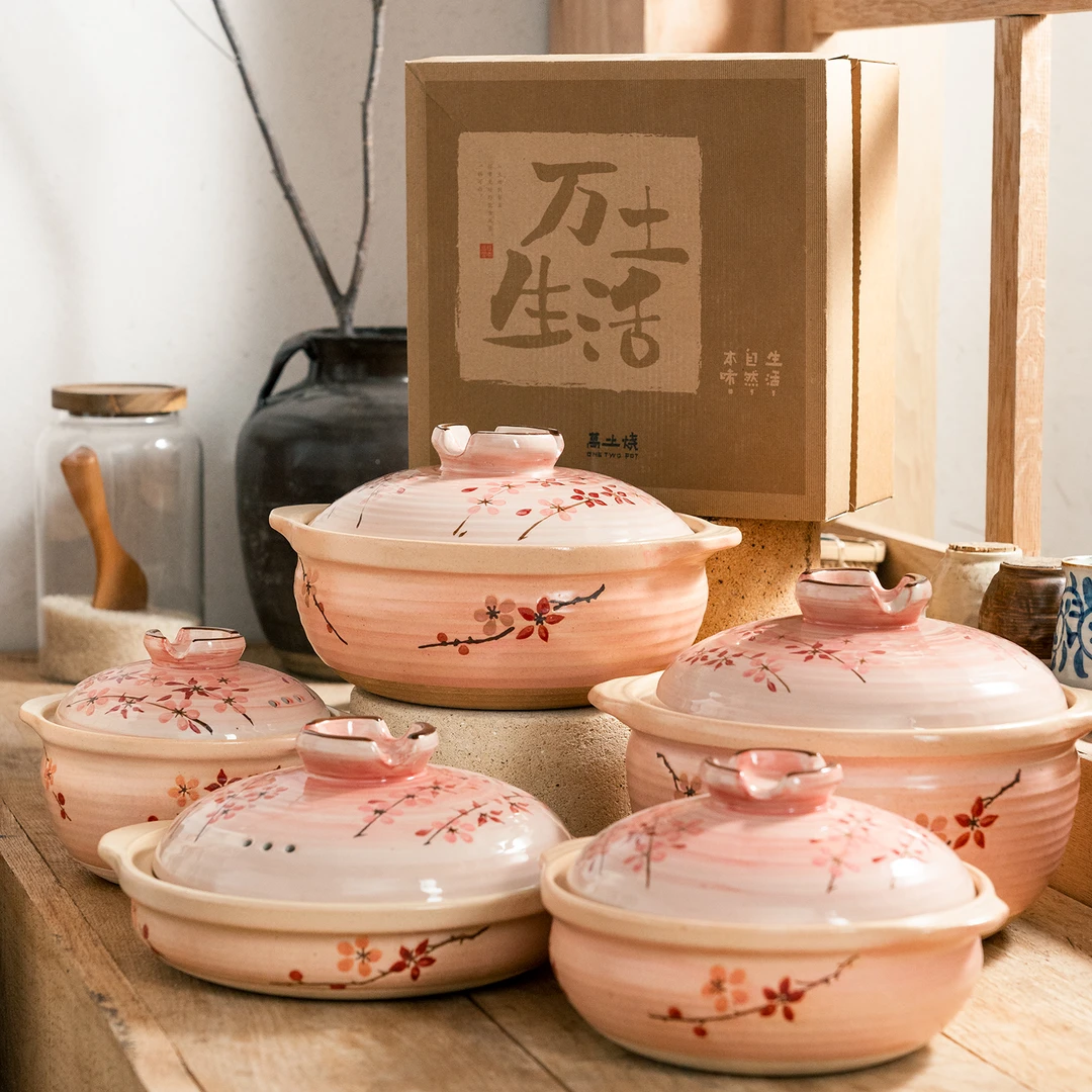 【万土烧-花见】煮粥土锅家用焖煮炖锅陶瓷砂锅厨房釉下汤锅煲汤