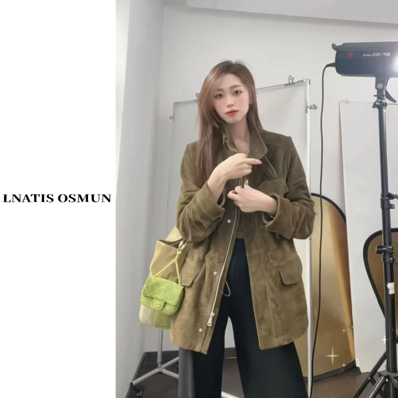 LNATIS OSMUN  青黛松芜  51617澳大利亚进口胎牛皮反绒外套