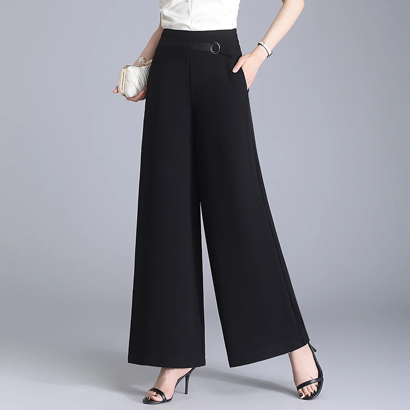 哥弟阿玛施正品冰丝阔腿裤女2025夏季高腰宽松休闲百搭九分直筒裤