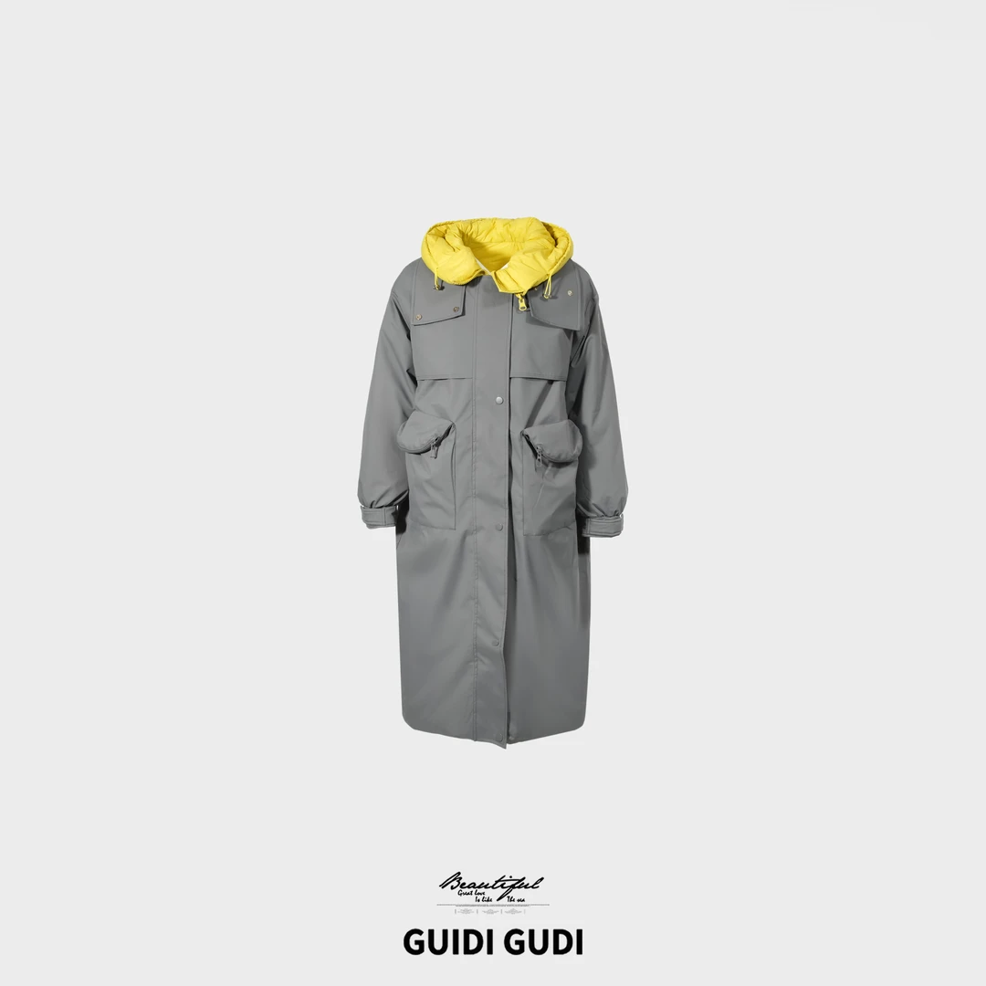 GUIDI GUDI【朝拾凝香】轻奢感时尚气质休闲羽绒服/黄加蓝