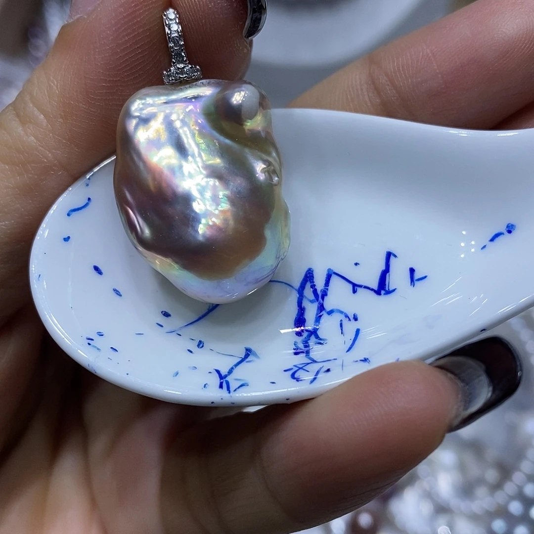 淡水珍珠吊坠银S925镶嵌