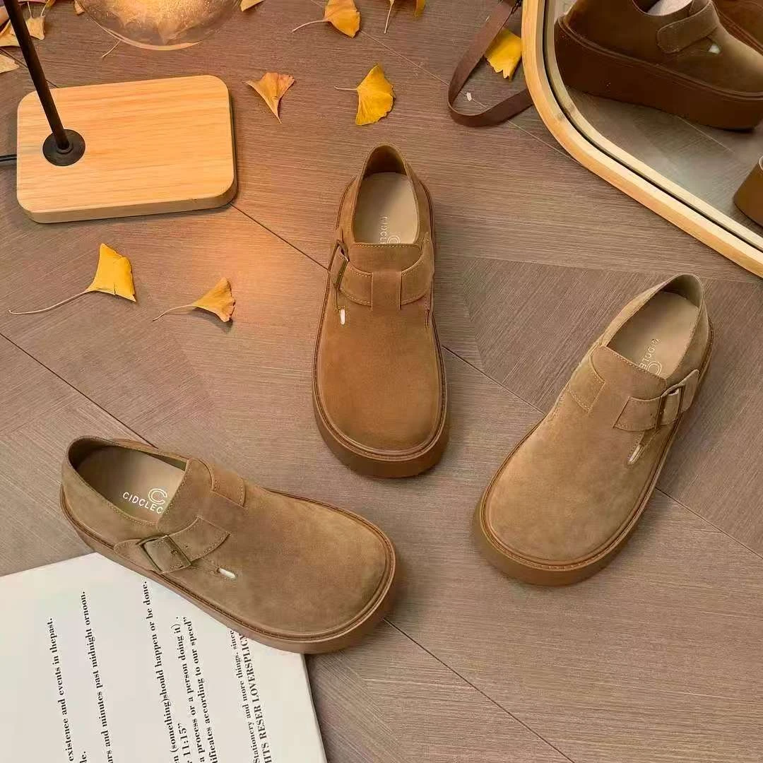 【H】1厚底全包博肯单鞋新款一脚蹬休闲舒适百搭勃肯鞋