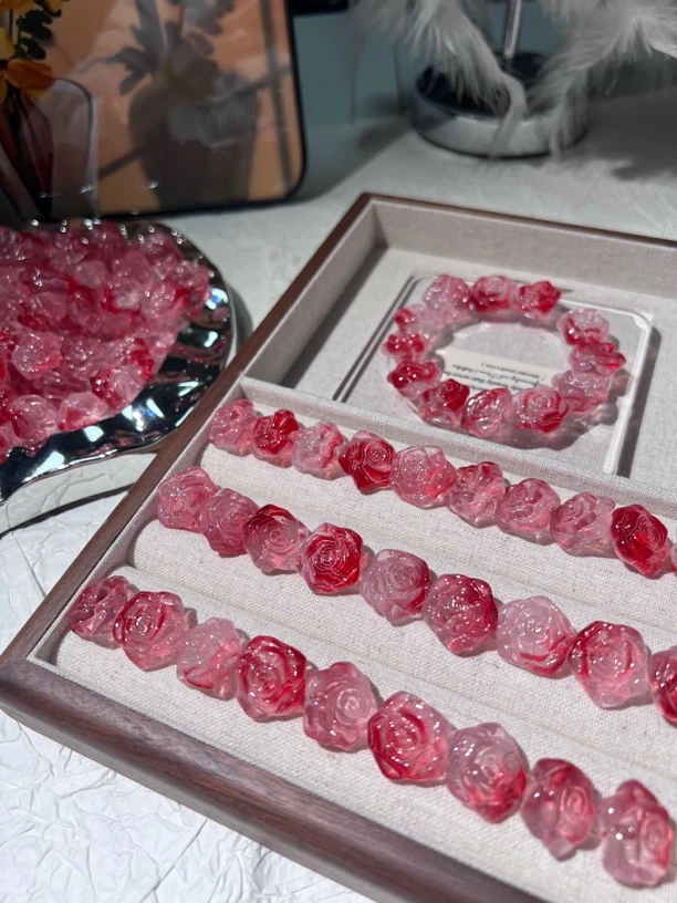 【山茶花瓣】琉璃配件手工diy串珠手链小挂件配件编绳配件